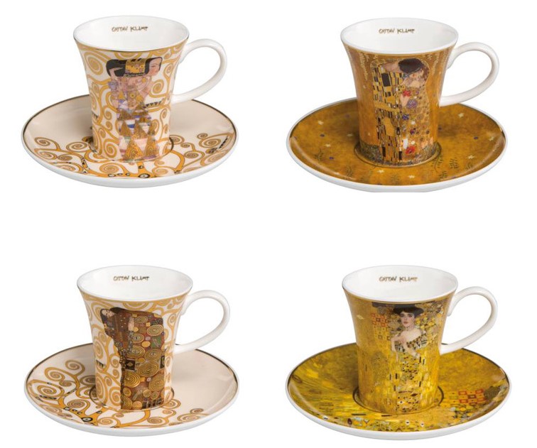 4er Set Gustav Klimt Espressotassen konisch ALLE MOTIVE H. 8cm Goebel  Porzellan | Gustav Klimt | Artis Orbis - Künstlerserien | Goebel Porzellan  | Marken & Serien | CreaFlor Home