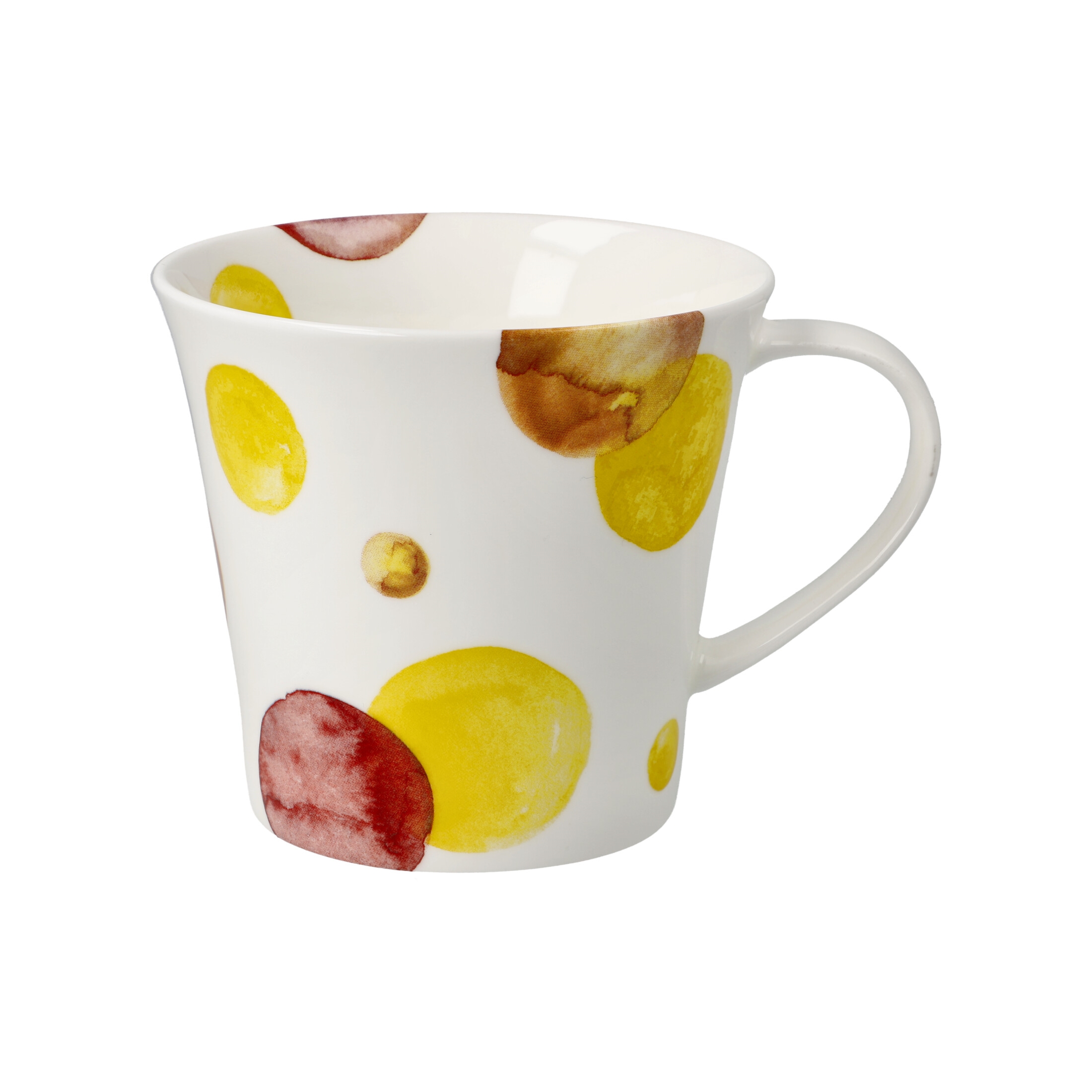 Tassen, rot CreaFlor Kaffeebecher | Becher | ZITRONE COLORI Untertassen Porzellan Punkte | weiß Home & Tasse für 350ml Becher, Genießen gelb Goebel und | Kochen