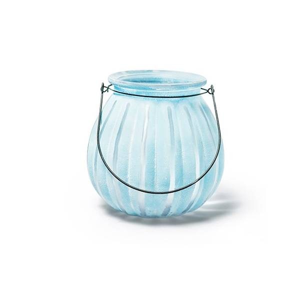 Laterne mit Henkel, Windlicht PUMPKIN H. 18cm D. 18cm blau Glas Jodeco WA |  Laternen | Kerzenhalter & Leuchter | Schöner Wohnen | CreaFlor Home